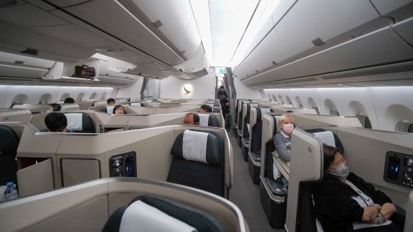 An overview of the Cathay Pacific Business Class Cabin.