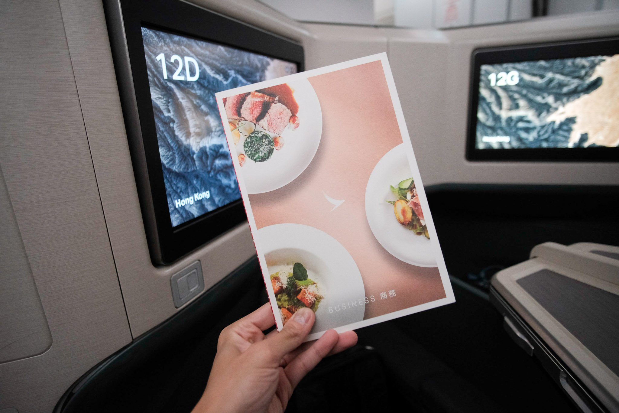 The cover of Cathay Pacific A350-900's food menu.