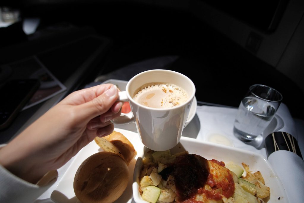 Coffee served in-flight.
