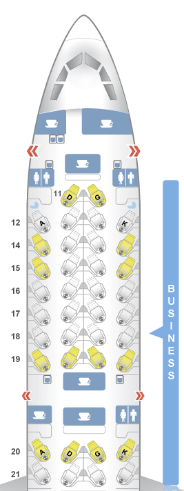 Seat map of Cathay Pacific's A350-900.