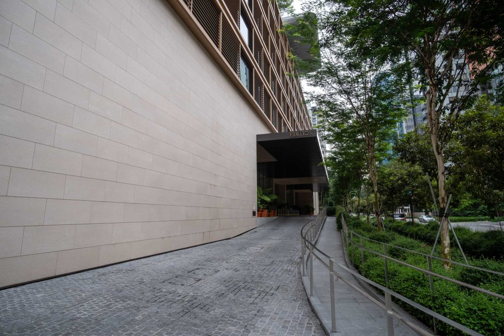 Driveway to The Singapore EDITION. It's located on the Cuscaden Road.