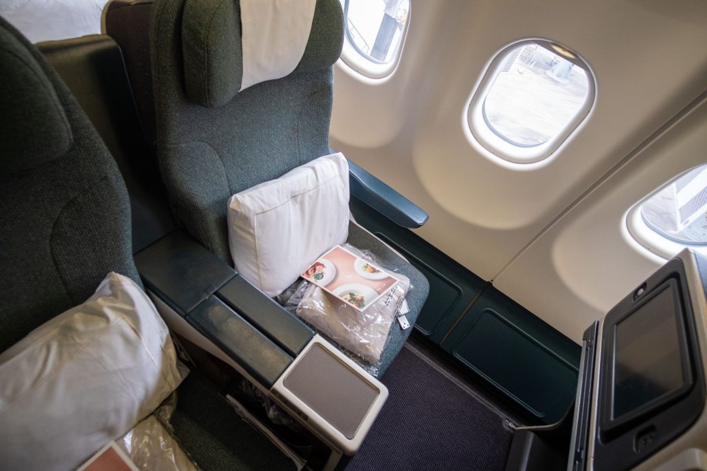 Another angle of the business class seats on the Cathay Pacific A330-300 flight.