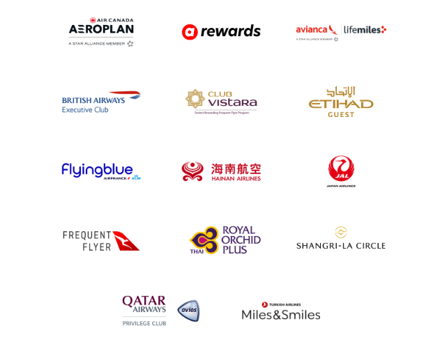 Some of heymax's transfer partners.