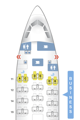 Seat map of Cathay Pacific's A330-300 Regional Business Class product. 
This specifically, is the Two Class layout 2.