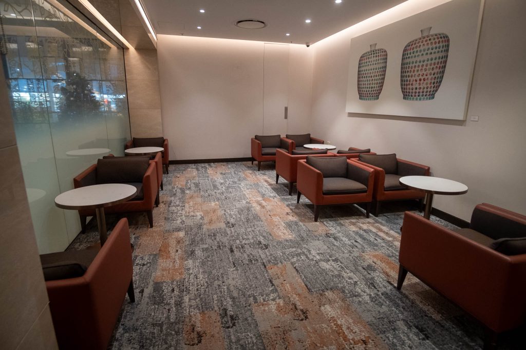 A private corner within the SilverKris Lounge in Sydney International Airport.